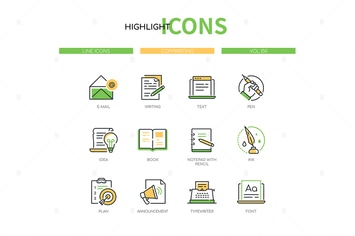 Copywriting - Modern Line Design Style Icons Set