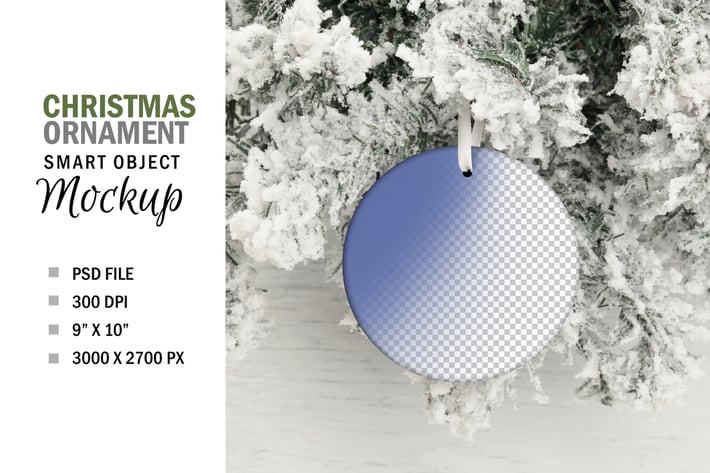 Round Christmas Tree Ornament Mockup