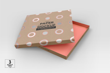 XL Square Paper Box & Lid Mockup