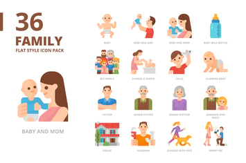 Family Flat Style Icon Set