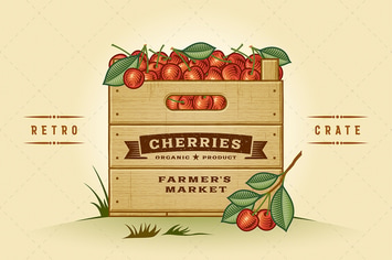 Retro Crate Of Cherries