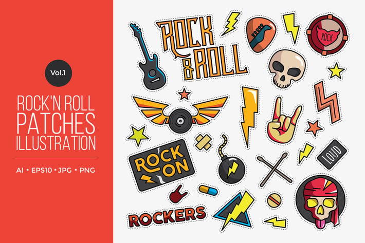 Rock And Roll Vector Patches Vol.1