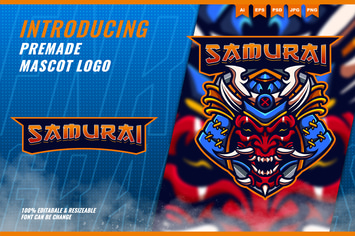 Red Oni Samurai - Mascot Esport Logo Template
