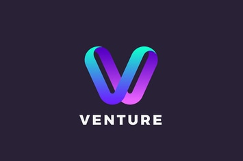 Letter V Logo design 3D Ribbon style