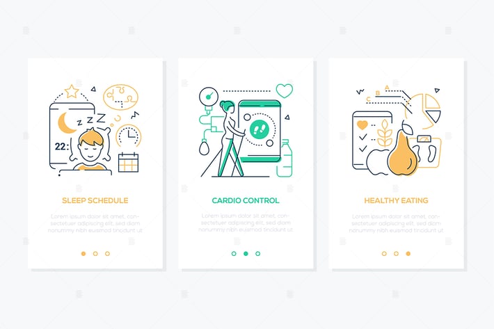 Health Mobile App - line design style web banners