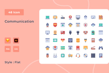 Computer & IT Flat Style Icon Pack