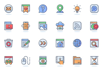 Website UI Flat Line Web Icons Set