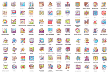 Collection Business Flat Line Icons