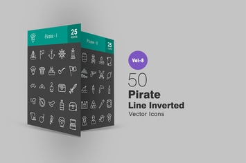 50 Pirate Line Inverted Icons