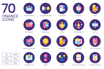 70 Finance Flat Icons