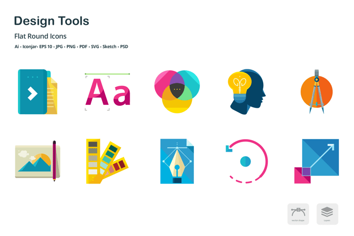 Design Tools Flat Colored Icons