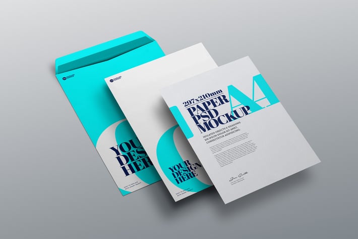 Envelope Mockup C4 A4 Paper Perspective
