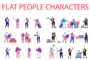 Flat Cartoon People Characters