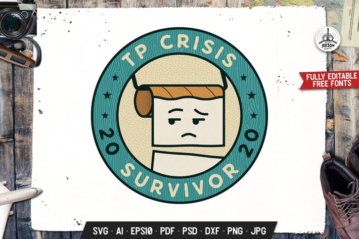 TP Crisis 2020 Survivor Retro Vector Badge Emblem