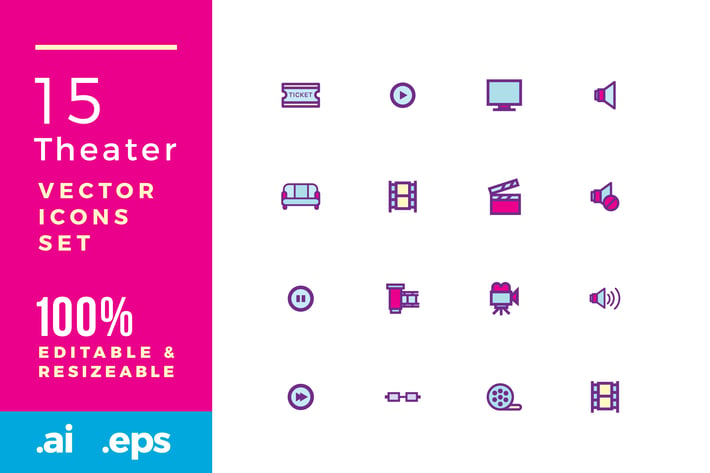 15 Theater vector icon