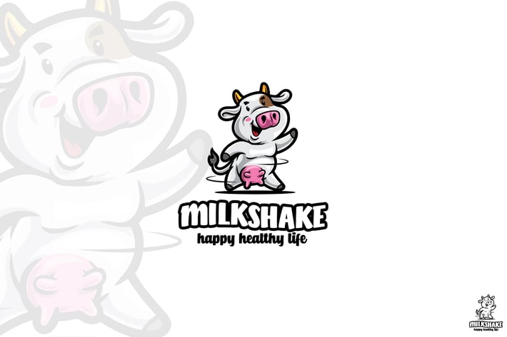 Cow Milkshake Cartoon Mascot Logo