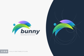 Bunny Colorful Grid Logo Template