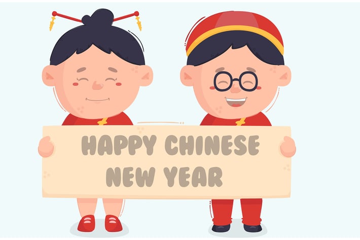 Chinese Boy and Girl Illustration