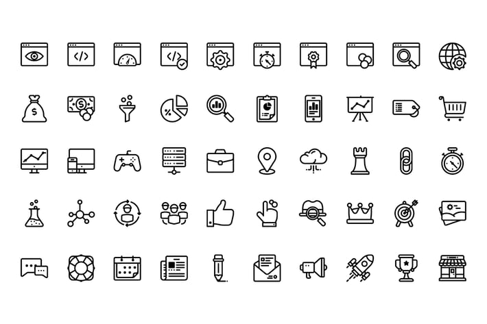 50 SEO and Marketing icons