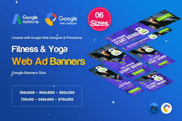 Gym & Fitness Banners Ad D34 - Google Web Design