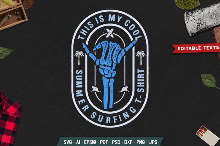 Retro Surf Badge / Vintage Summer Travel Logo SVG