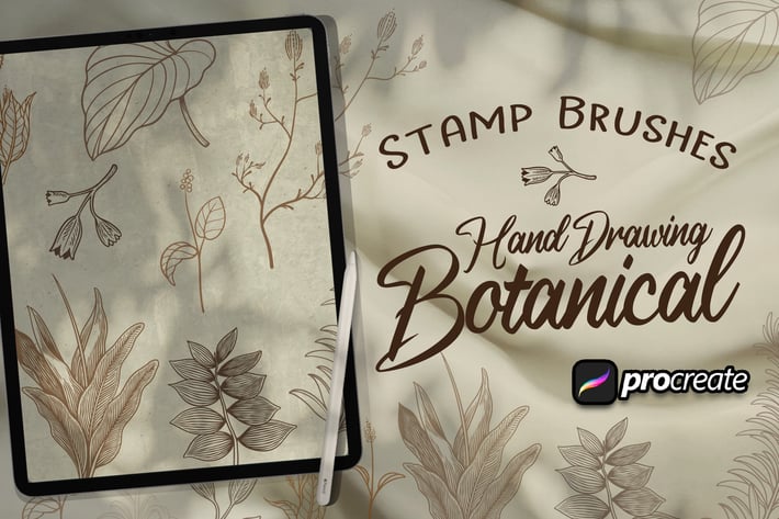 Hand Drawing Botanical Brush Stamp