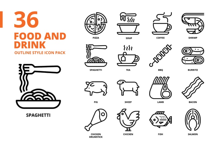 Food Outline Style Icon Set