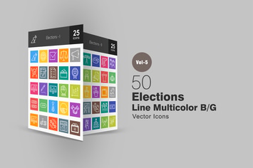 50 Elections Line Multicolor Icons