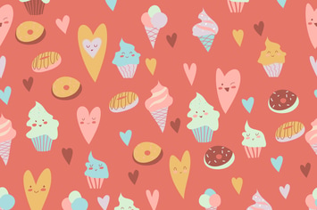 Beautiful seamless pattern of delicious cupcakes, 
