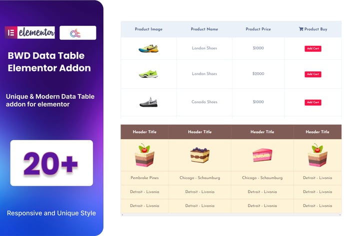 Data Table Addon for Elementor
