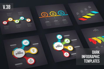 Dark Infographics template set v.38