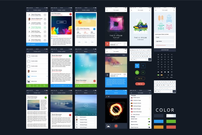 Vector GUI Template. UI Kit.