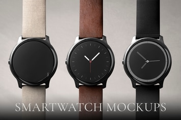 Smartwatch screen mockup with various band types