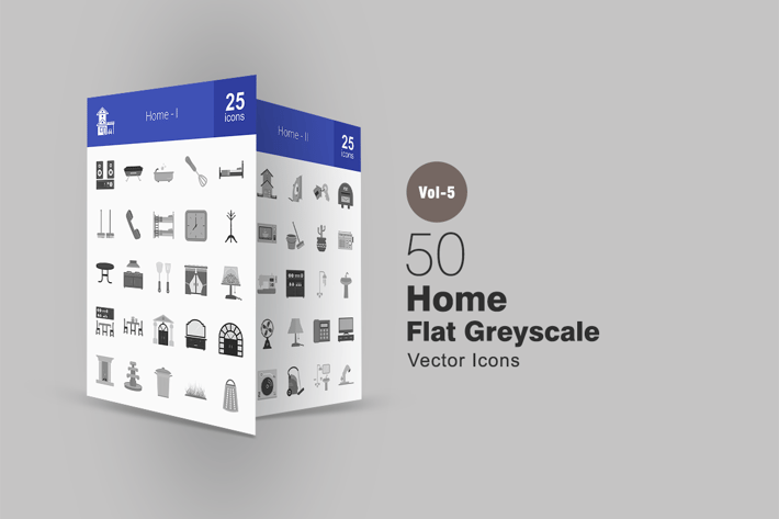 50 Home Greyscale Icons