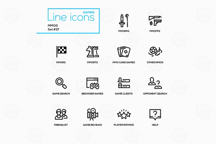 MMOG - modern vector single line icons set