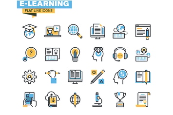 Flat line colorful icons collection