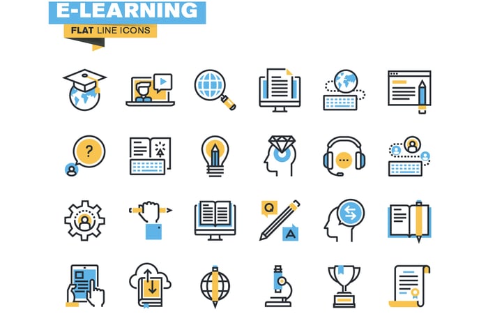 Flat line colorful icons collection