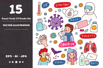 Kawaii Covid-19 Doodle Set