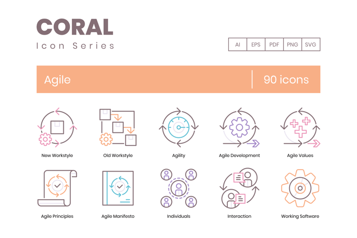 90 Agile Development Line Icons