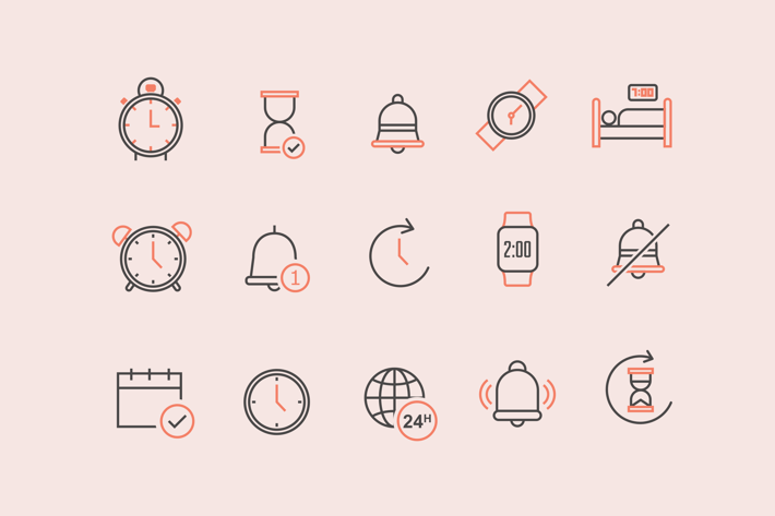 15 Time Alarm Notification Icons
