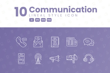 10 Communication Detailed Icon Collection