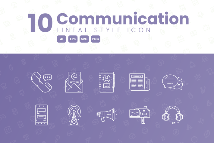 10 Communication Detailed Icon Collection