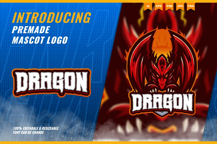 Dragon Fire - Mascot Esport Logo Template