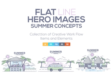 Modern flat thin line design Summer Concepts