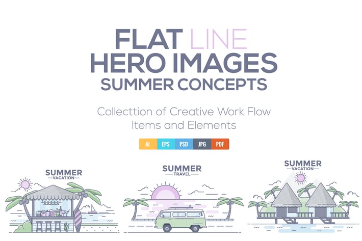 Modern flat thin line design Summer Concepts