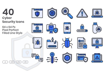 40 Cyber Security Icons set - Filled Line