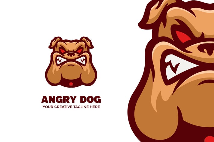 Red Eye Wild Bulldog Cartoon Mascot Logo Template