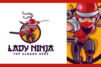 Japanese Lady Ninja Character Mascot Logo