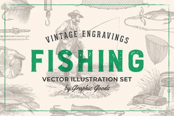 Fishing – Vintage Engraving Illustration Set