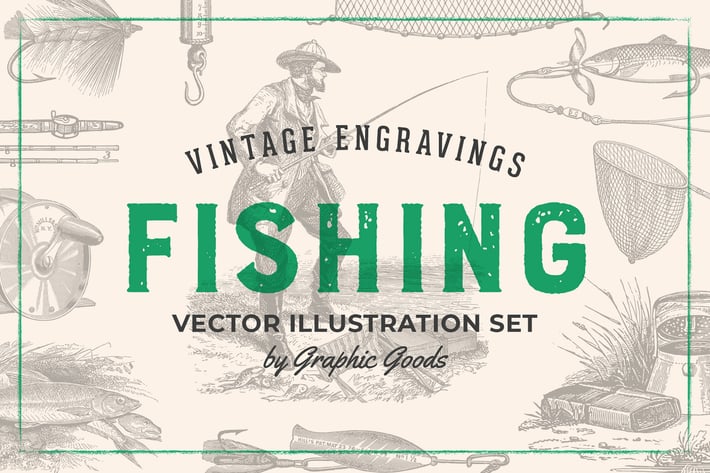 Fishing – Vintage Engraving Illustration Set